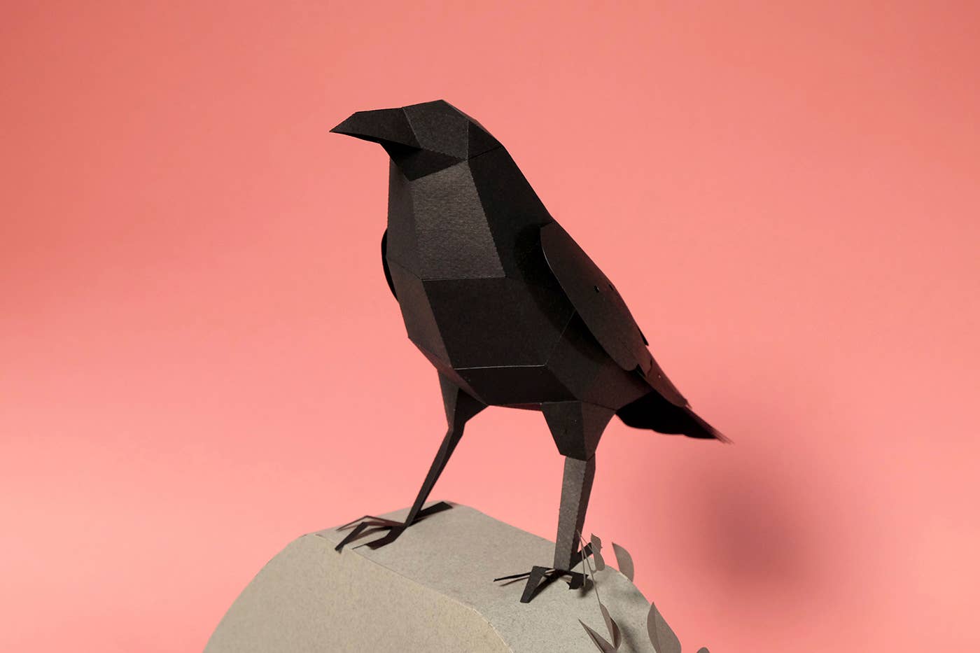 Raven 3D Paper Figure Kit by Plego | Black Paper Bird Model | DIY Craft Kit