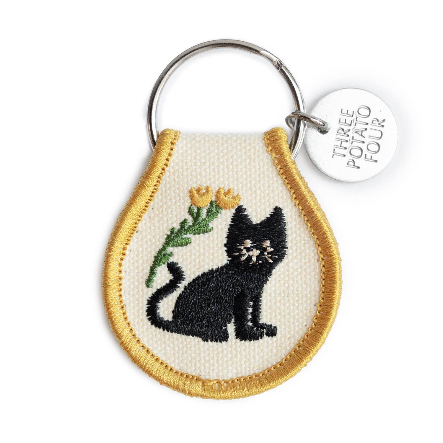 Patch Keychain “Black Cat” – Embroidered Cotton