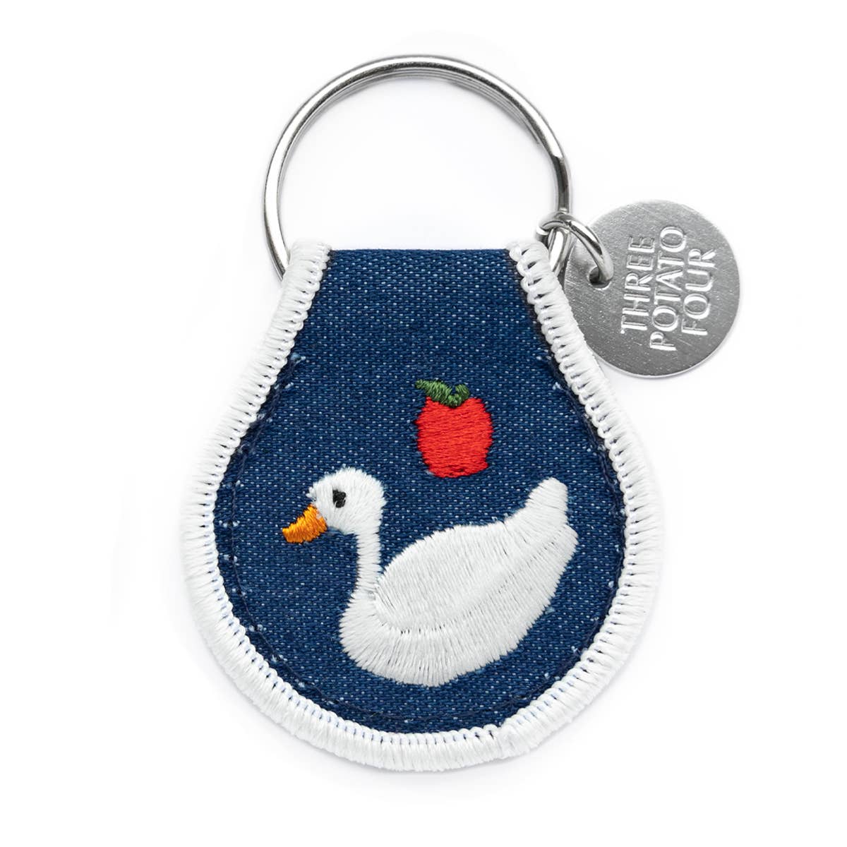 Patch Keychain “Cottage Goose” – Embroidered Cotton