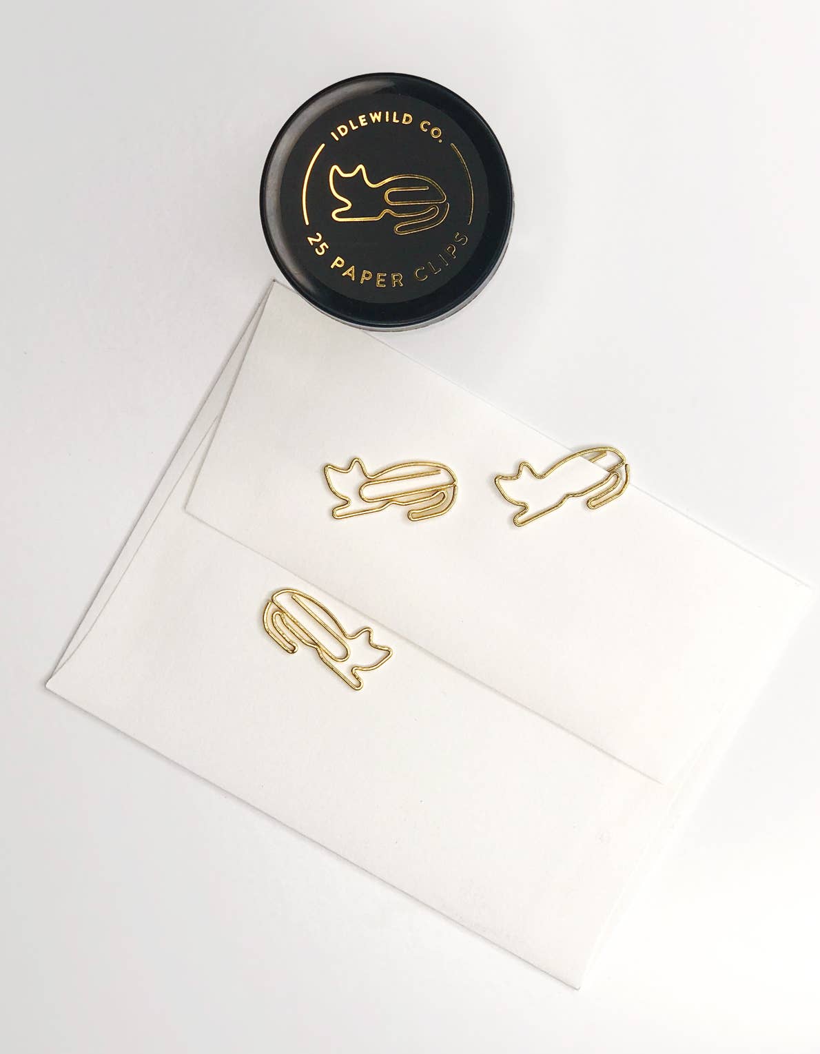 Cat Gold-Plated Paper Clips — Jar of 25