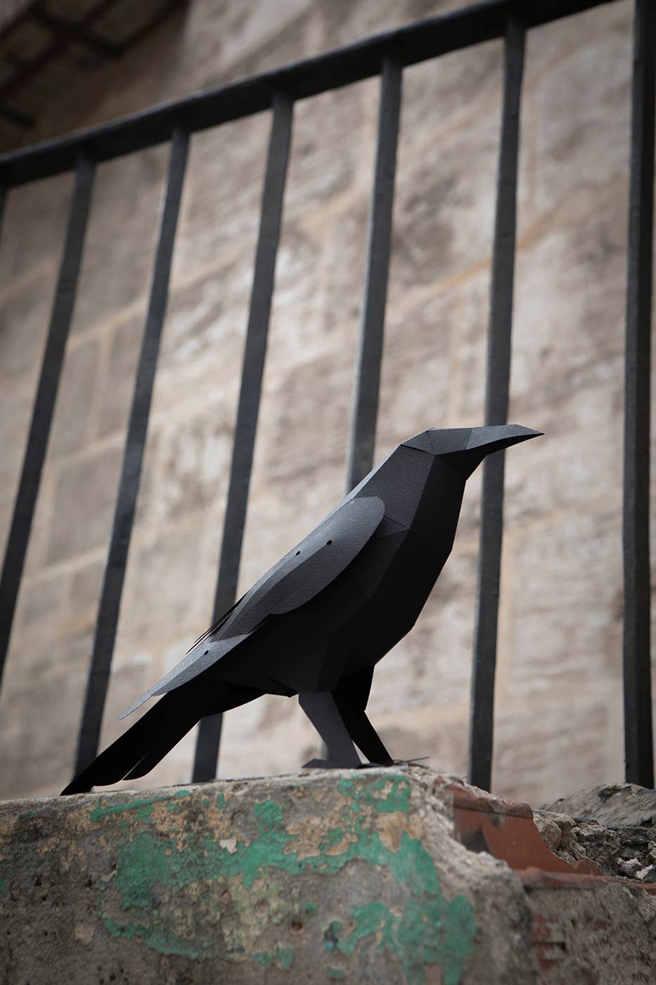 Raven 3D Paper Figure Kit by Plego | Black Paper Bird Model | DIY Craft Kit