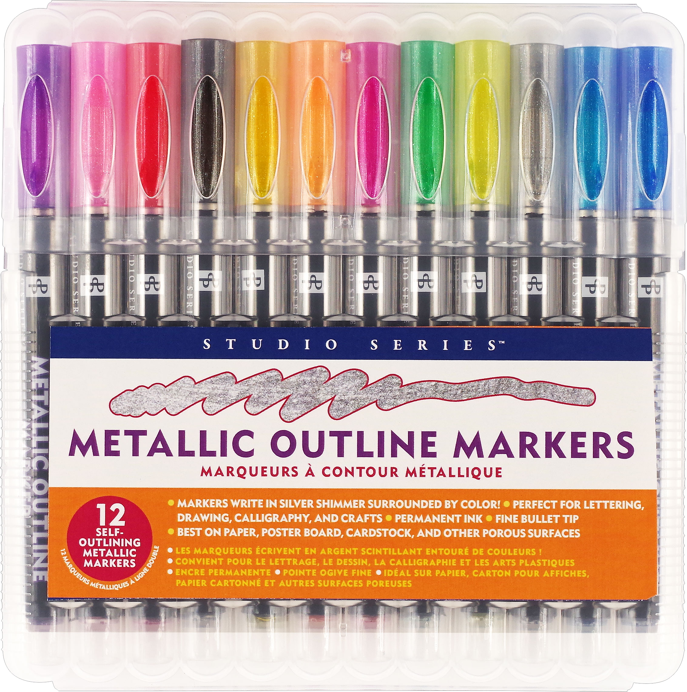 Studio Series Metallic Outline Markers – Set of 12