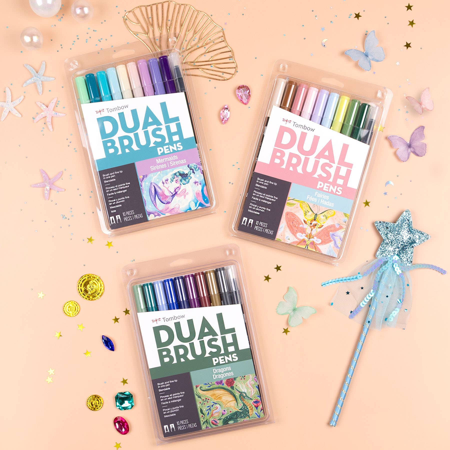Tombow Dual Brush Pen Art Markers – Mermaids Palette (10-Pack)