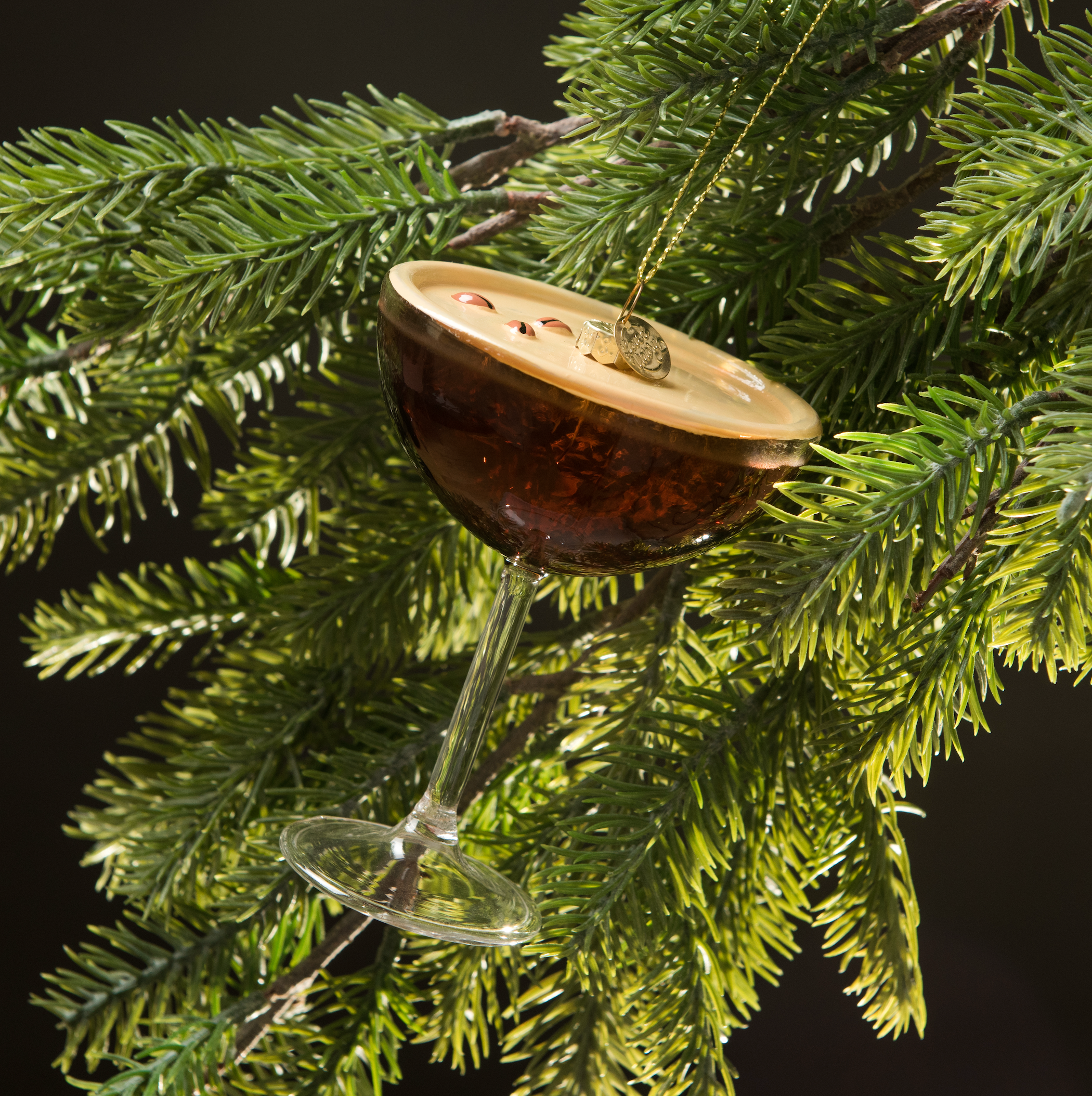 Espresso Martini Cocktail Ornament — Hand-Blown Glass