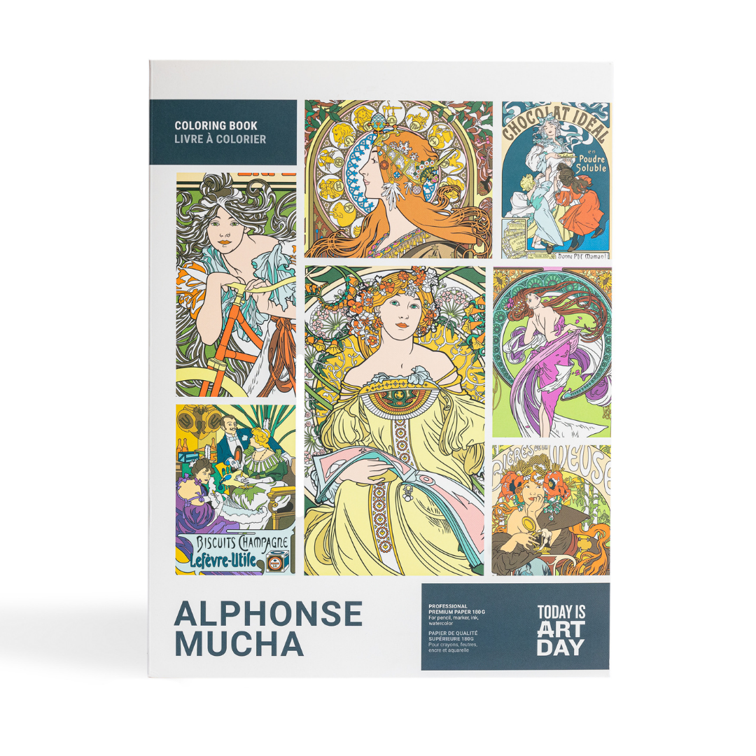 Alphonse Mucha Coloring Book | 12 Art Nouveau Masterpieces | Thick Premium Paper