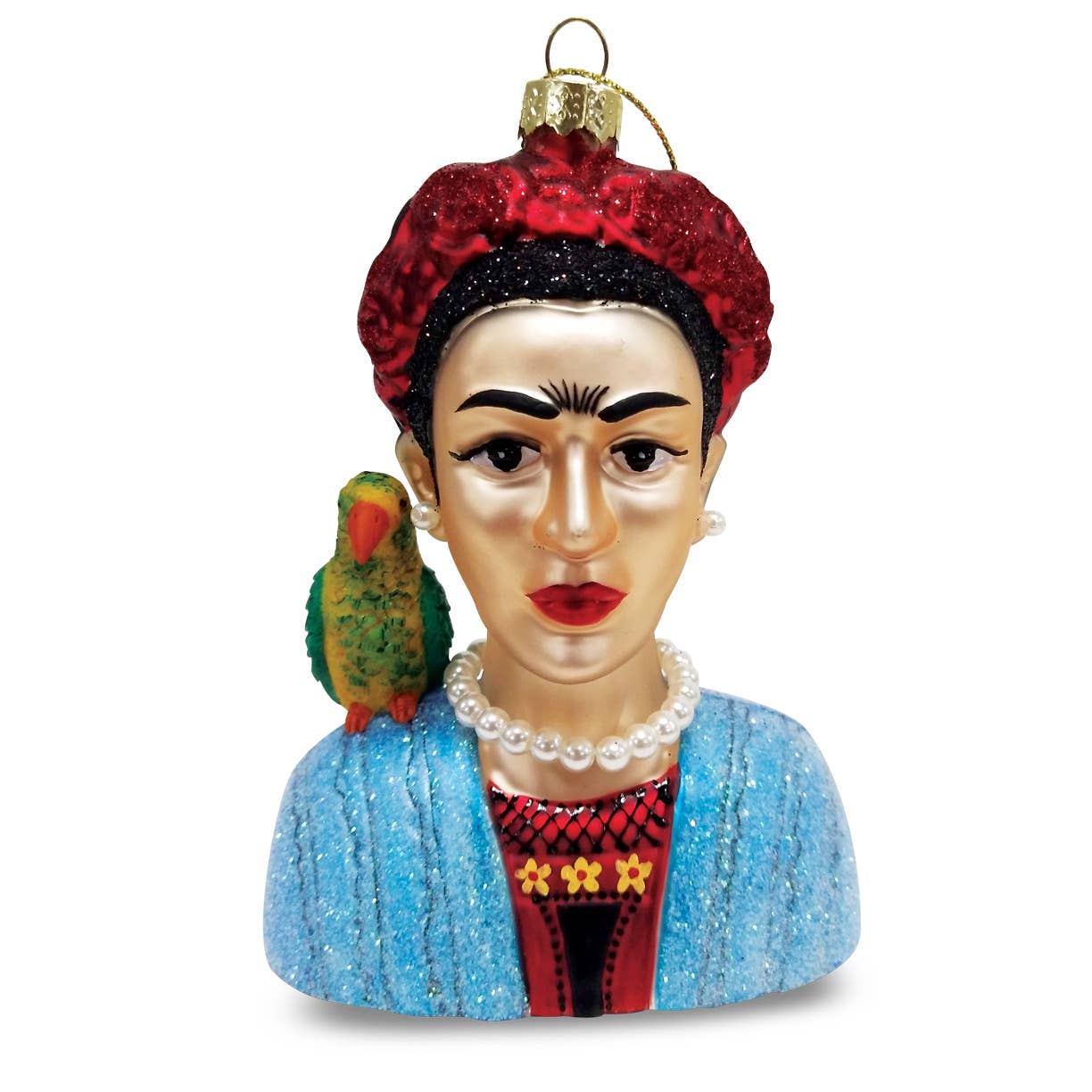 Frida and Her Parrot Glass Ornament — “Women We Admire” Collection