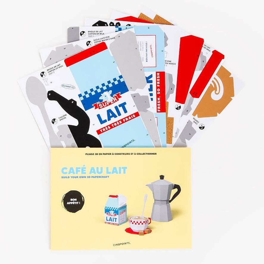 3D Paperfood Café au Lait by Cinqpoints | DIY Paper Model | Eco-Friendly