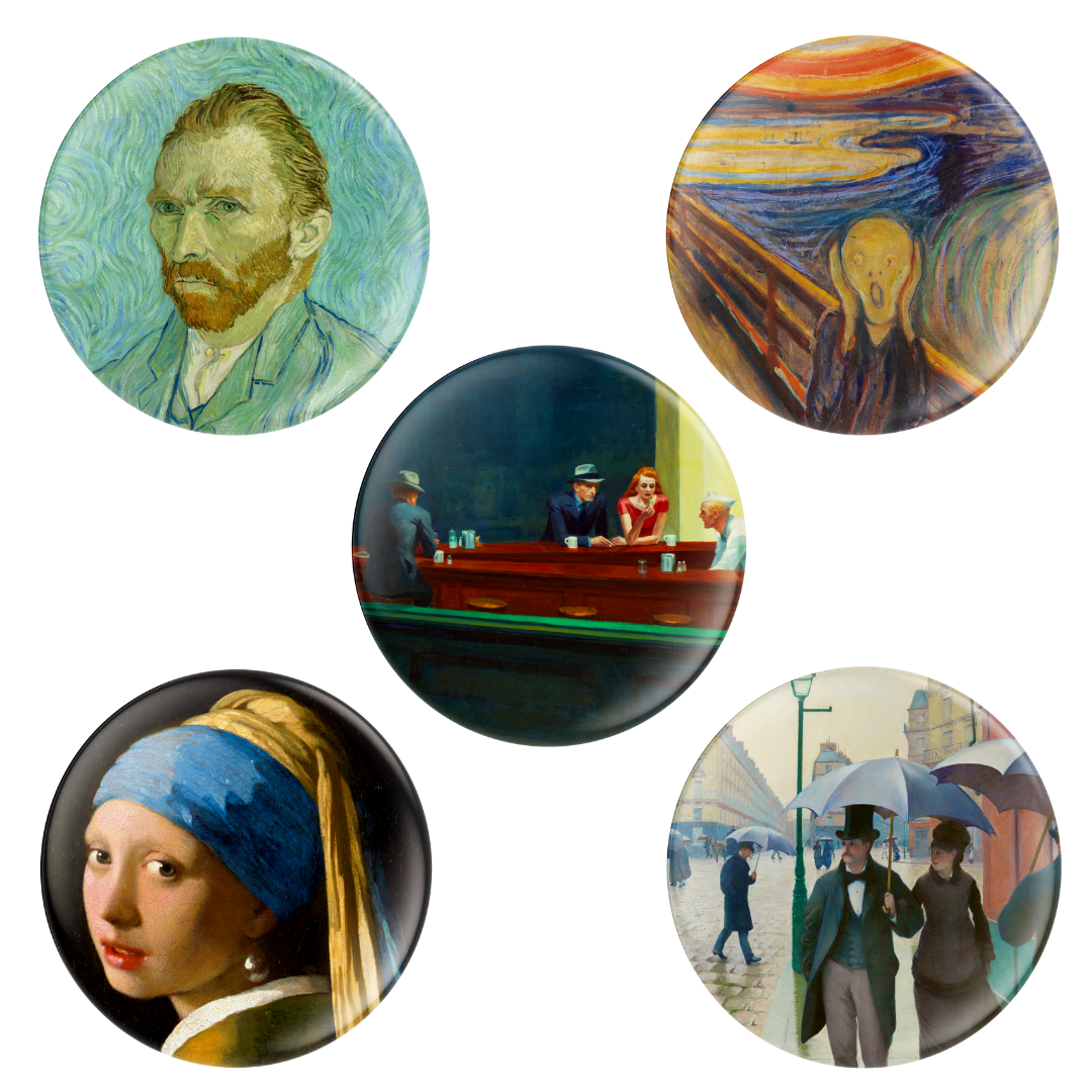Masterpieces Art Buttons — 20 Designs
