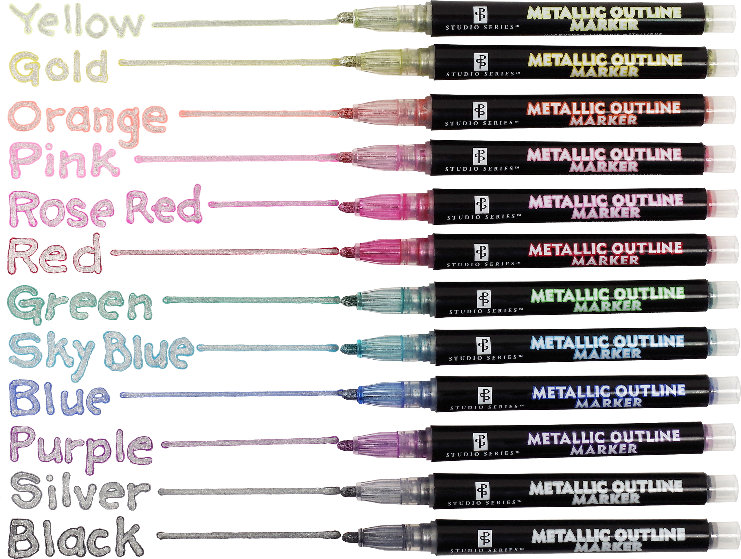 Studio Series Metallic Outline Markers – Set of 12