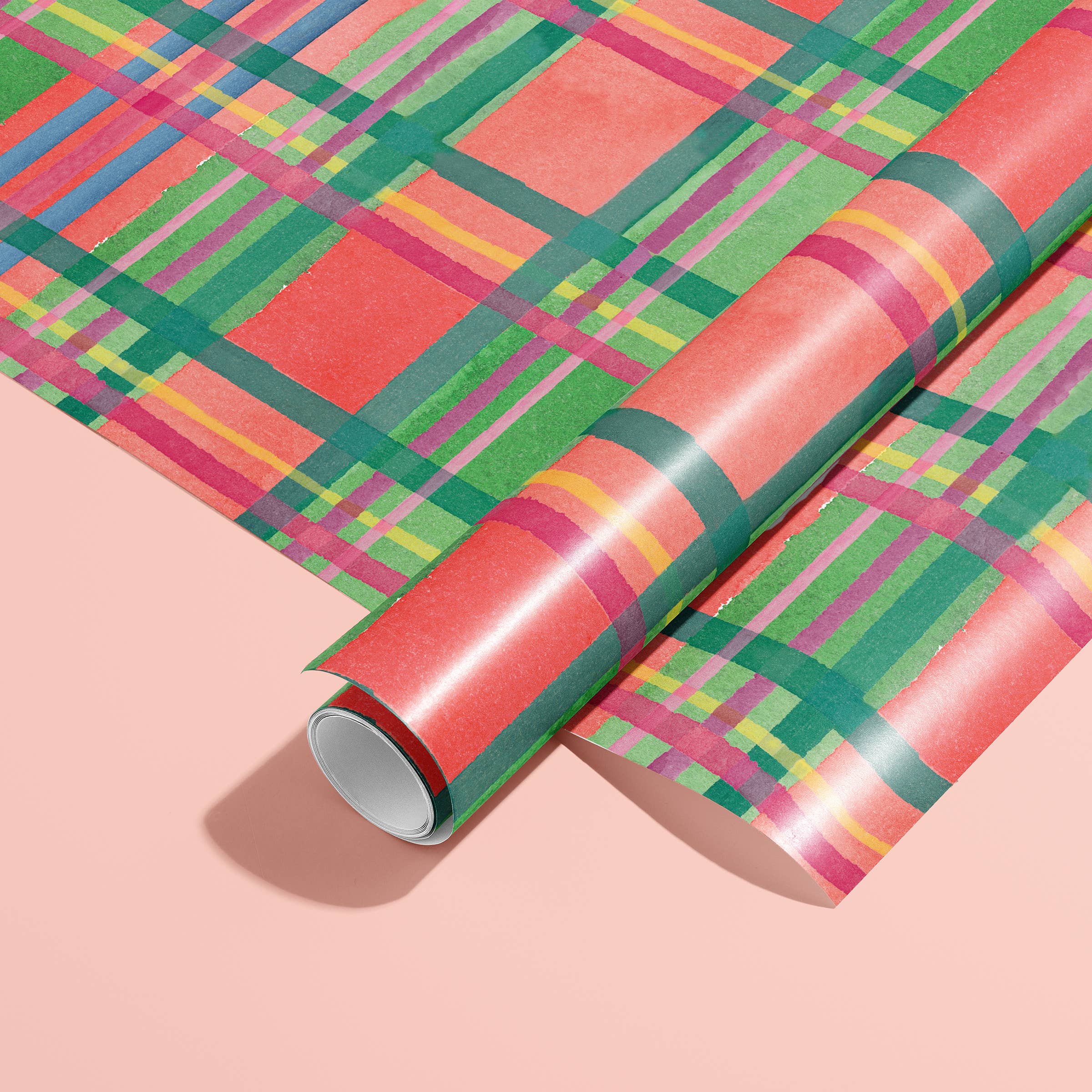 Watercolor Holiday Plaid Gift Wrap — Traditional Holiday - Set of 3 Sheets