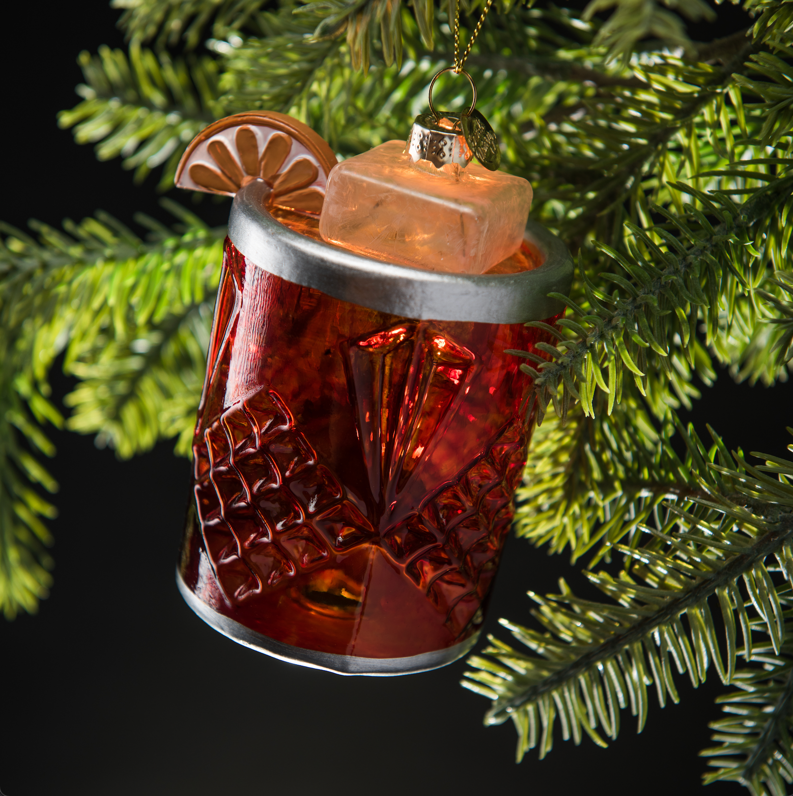 Negroni Cocktail Holiday Ornament — Hand-Blown Glass
