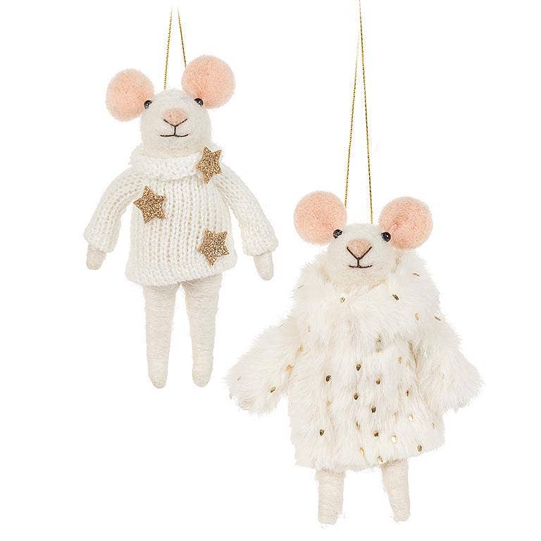 Fancy Winter Mouse Ornament — 2 Styles, 5"