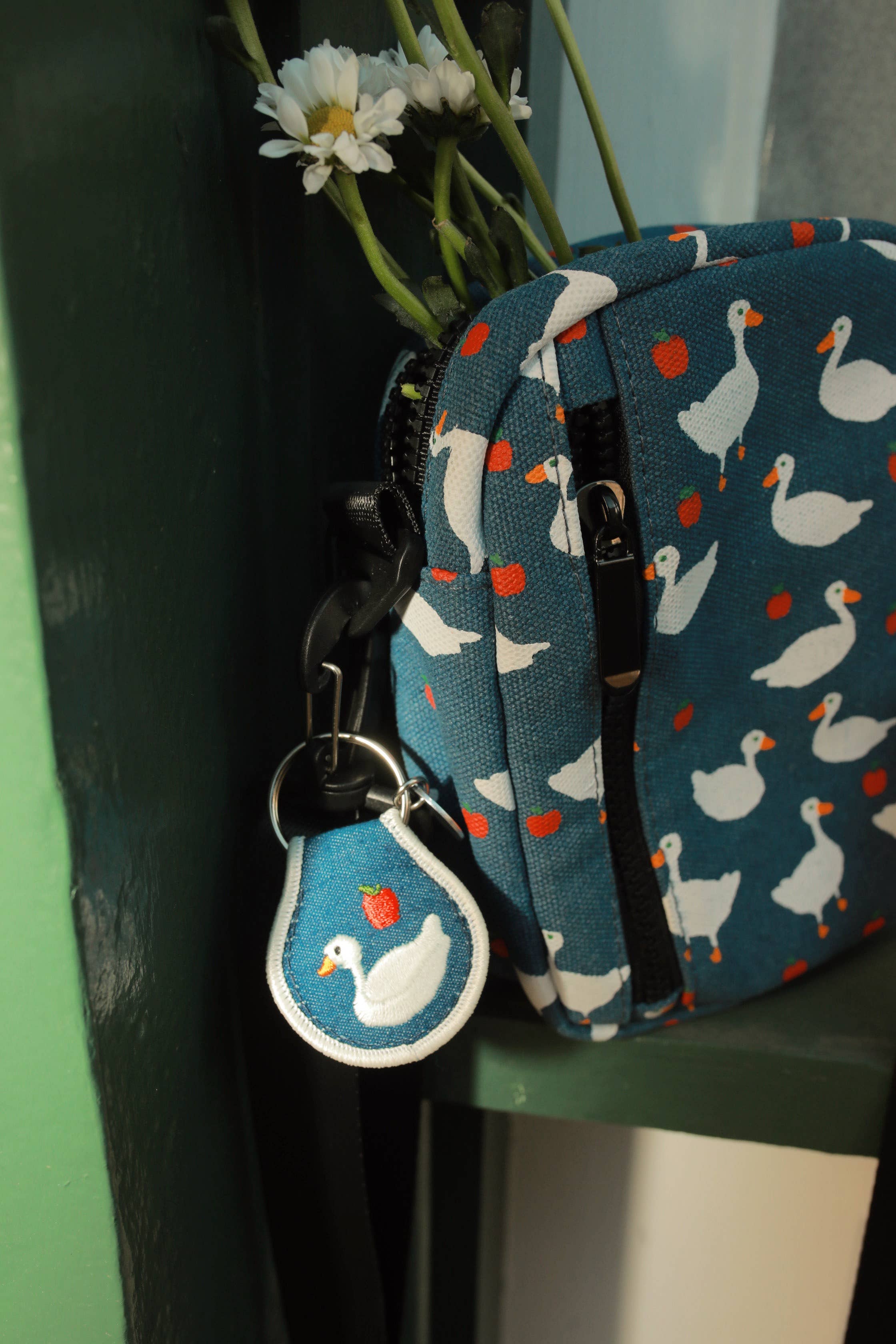 Patch Keychain “Cottage Goose” – Embroidered Cotton