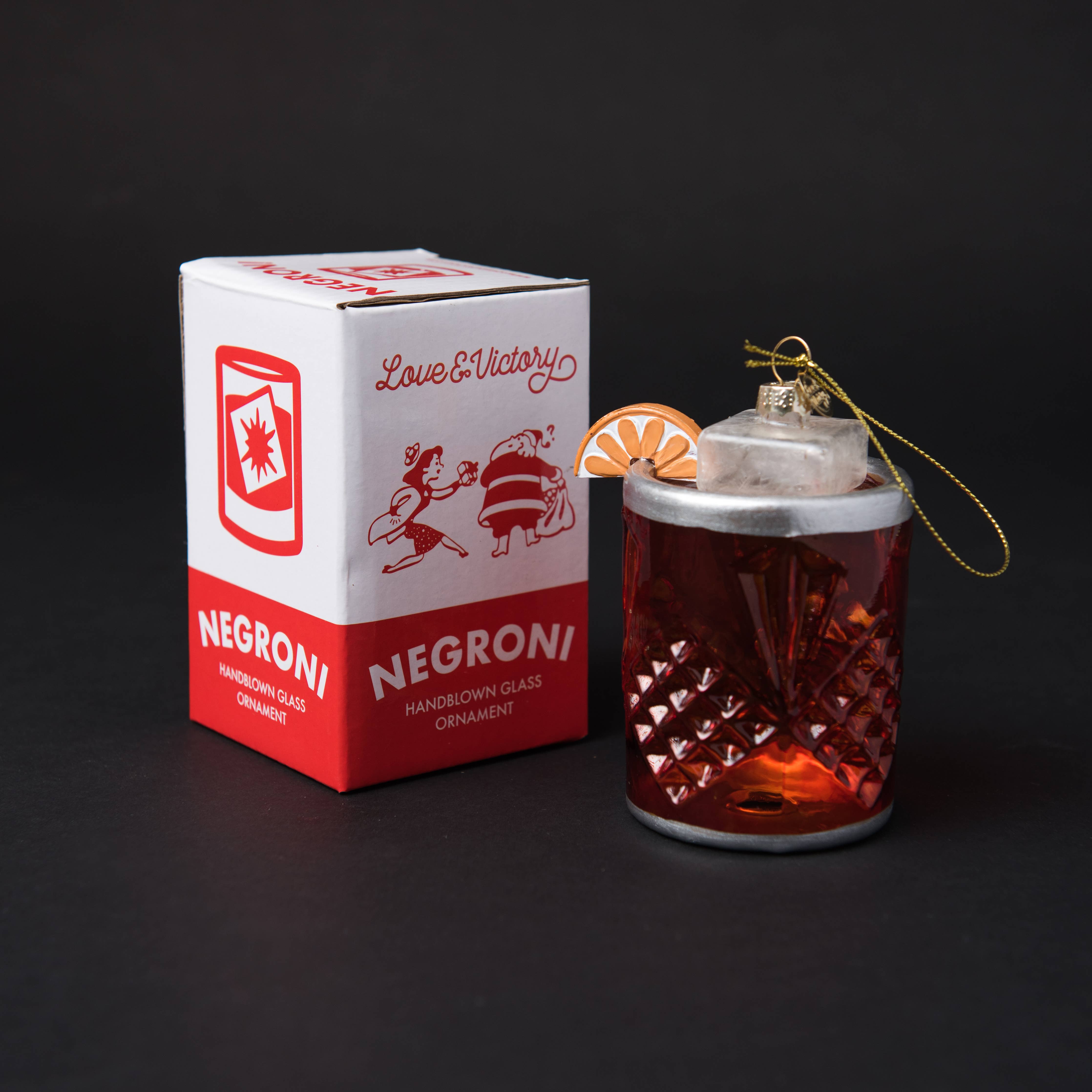 Negroni Cocktail Holiday Ornament — Hand-Blown Glass