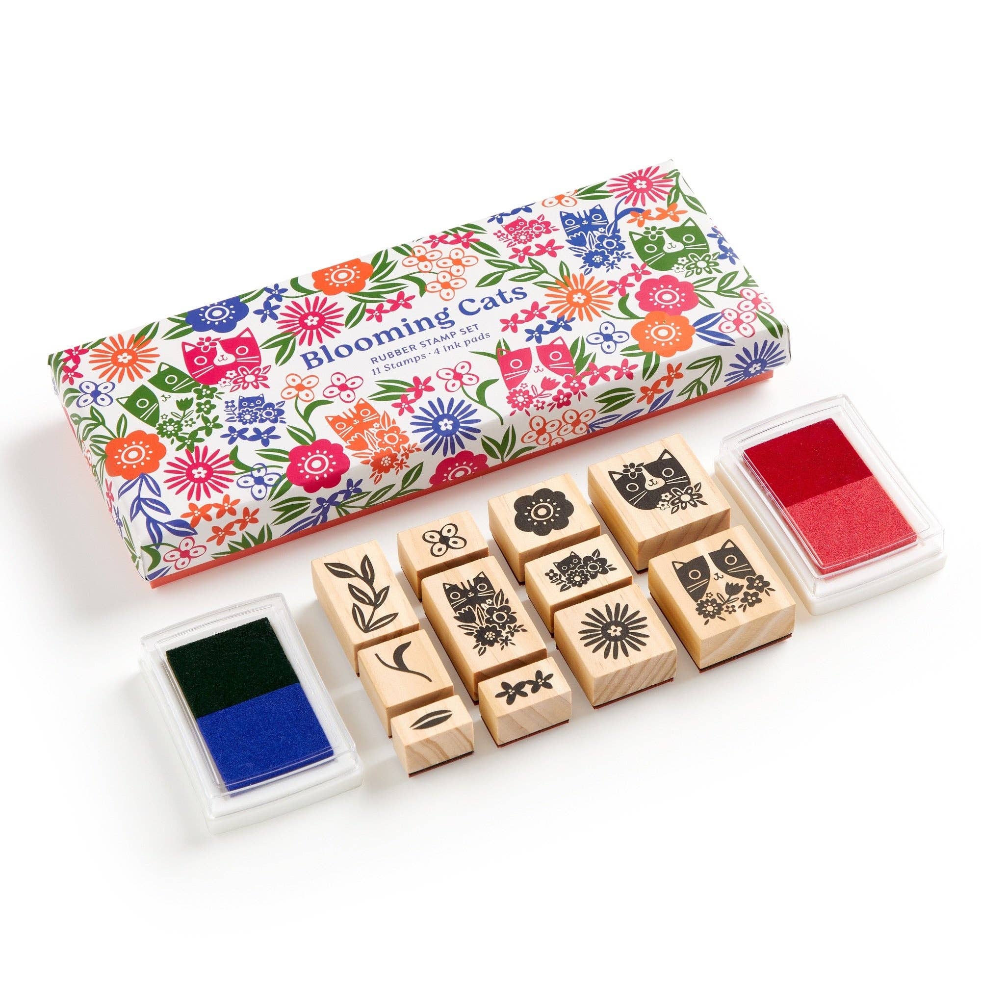 Blooming Cats Rubber Stamp Set