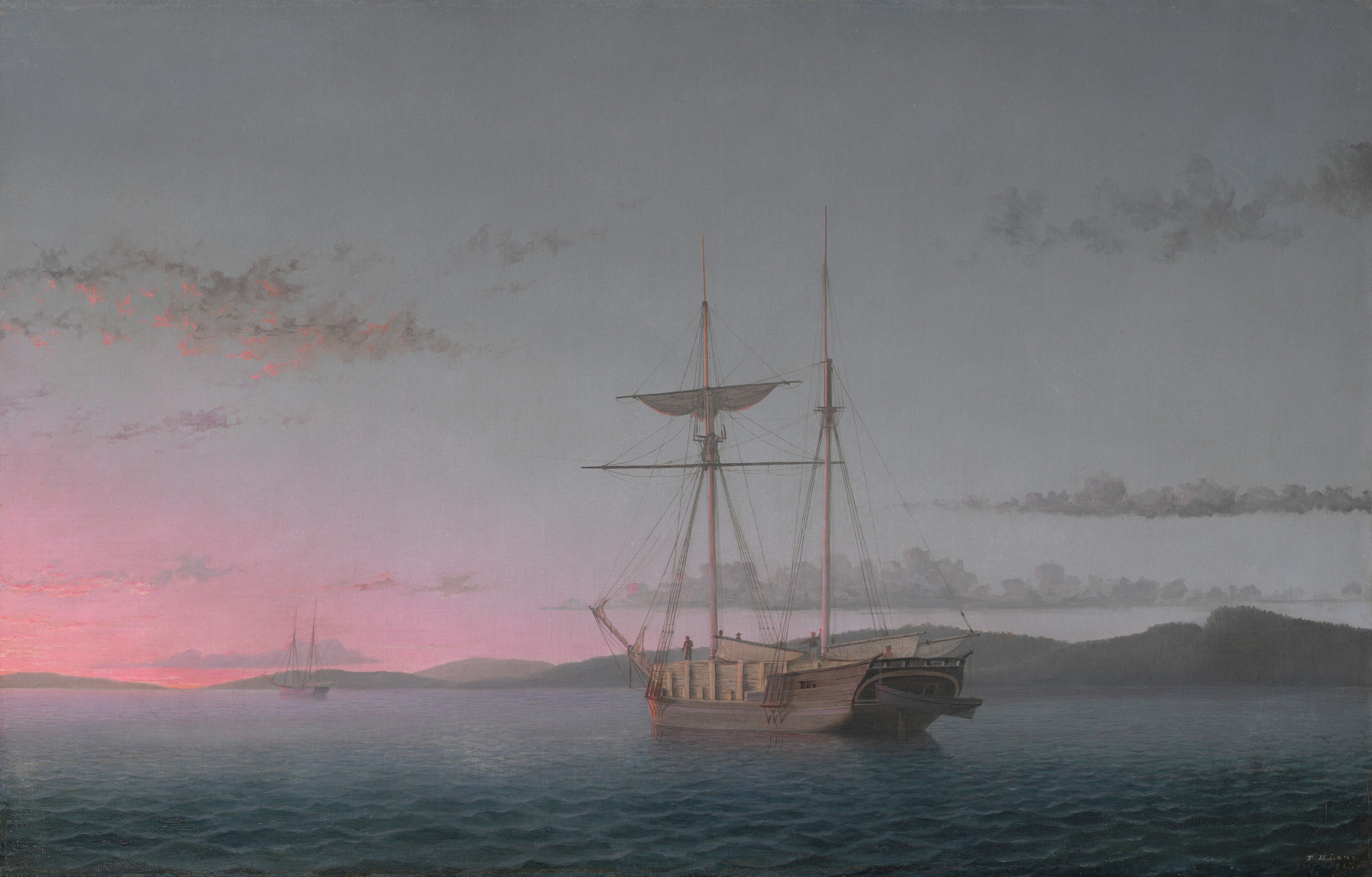 Fitz Henry Lane – Lumber Schooners at Evening on Penobscot Bay