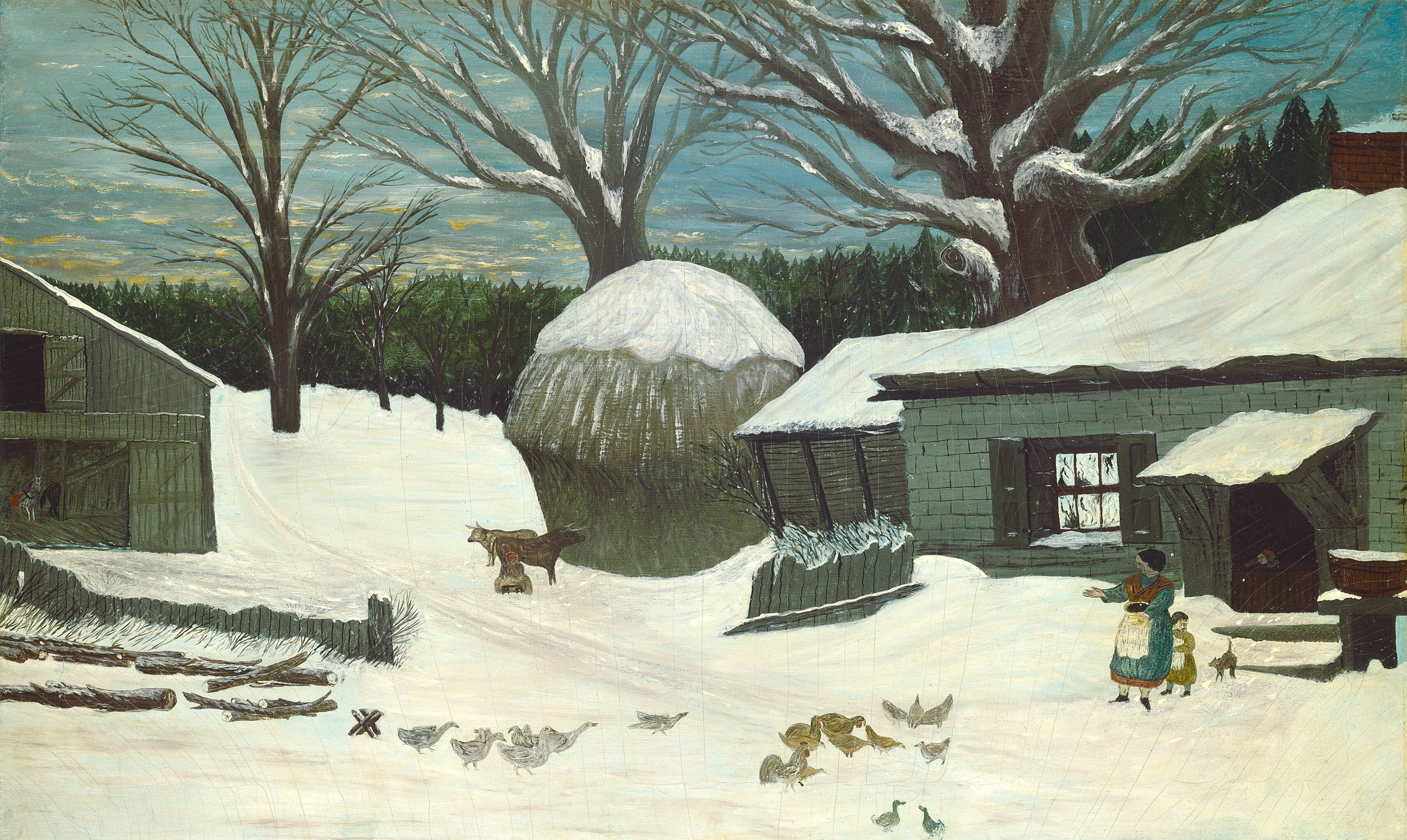 American 19th Century – New England Farm in Winter