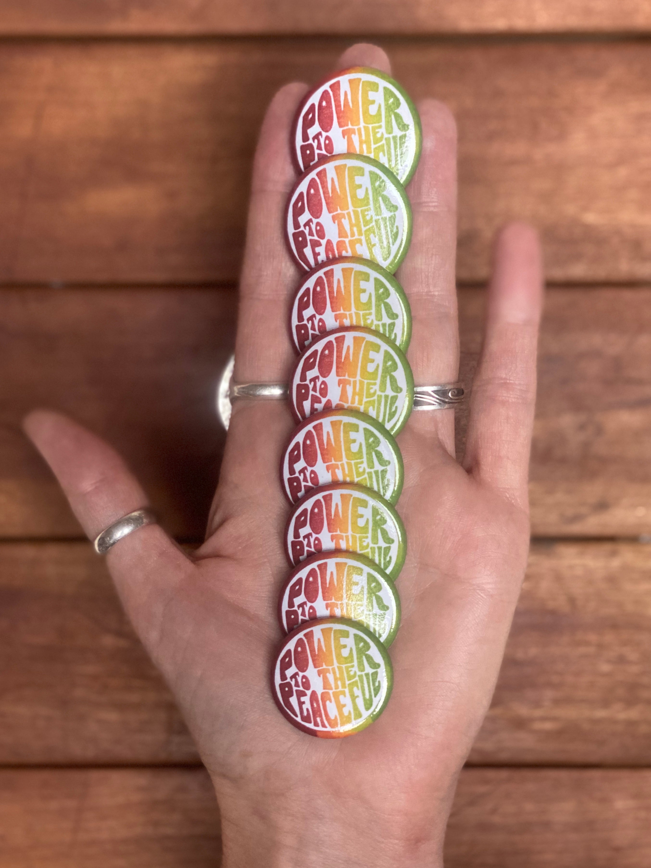 Rainbow Power Peace Button