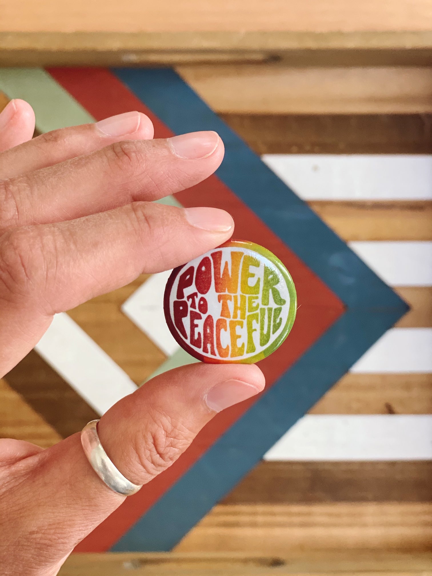 Rainbow Power Peace Button