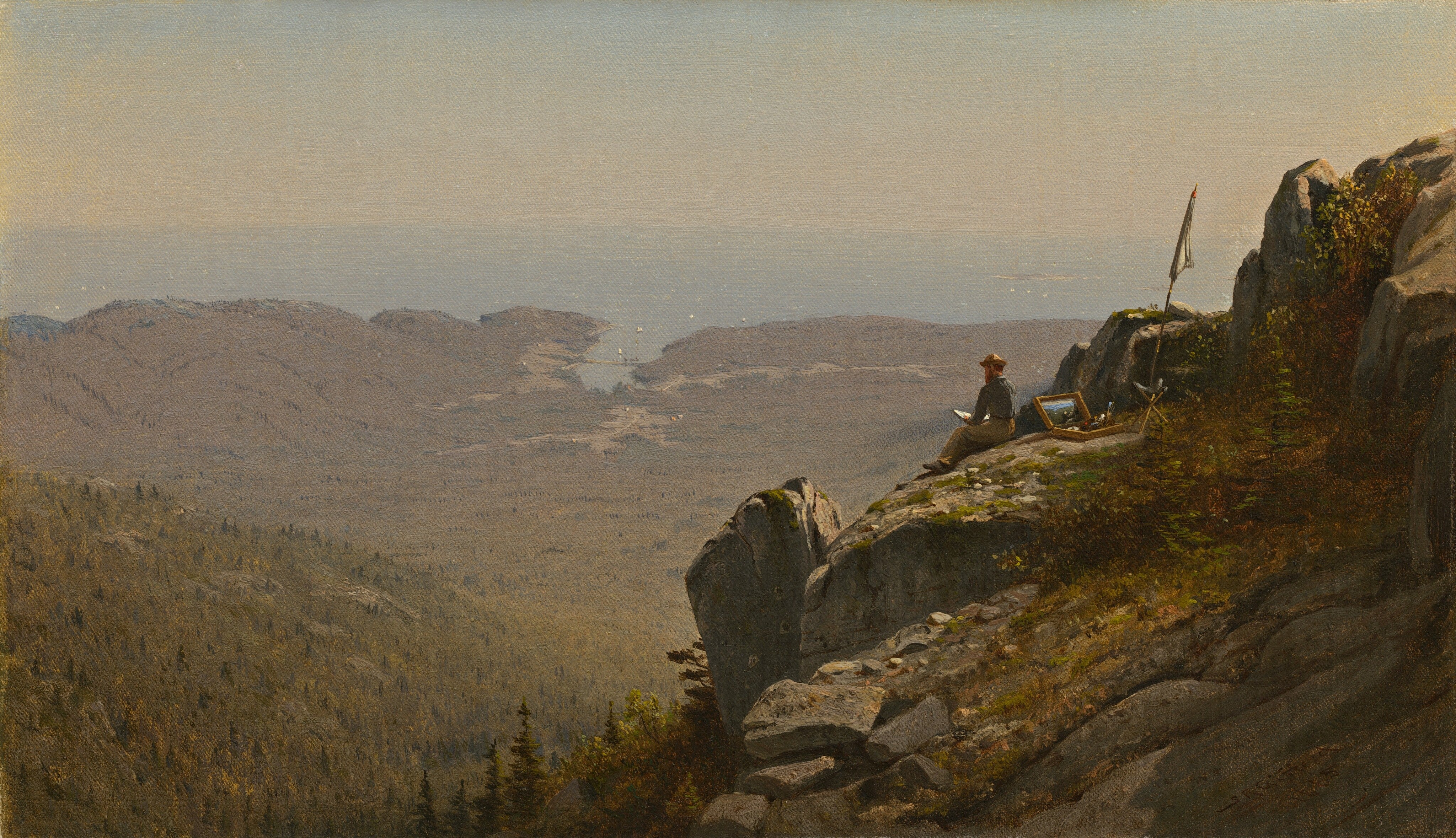 Sanford Robinson Gifford – The Artist Sketching at Mount Desert, Maine
